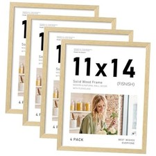Picture Frame Set of 4 Solid Wood Picture Frames, Display Photos 11x14 Natural