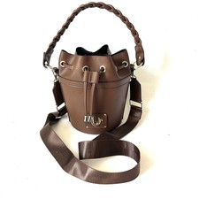 NEW True Religion Brown Braided Handle Bucket Bag Purse & Crosbody 9" Tall NEW