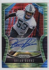 2019 Panini Prizm Rookies Neon Green Pulsar Brian Burns #318 Auto 7eo