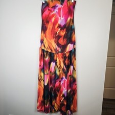 Fashion Nova Mesh Seasonal Love Multicolor Bodycon Maxi Dress Sz Large.D90