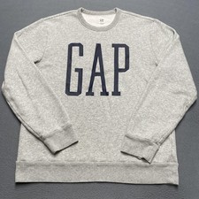 Gap Logo Sweatshirt Mens Medium Gray Fleece Crewneck Pullover Casual Comfort