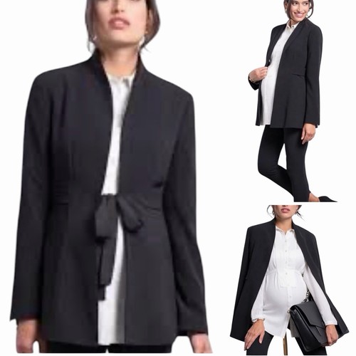 NEW Seraphine The Work Edit Maternity Blazer Sz 2 Removable Ribbon Career Black