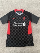 Nike Liverpool FC 2020/21 Third Soccer Jersey Black Checkered Youth Medium YM