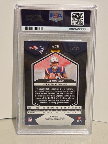 2024 Panini Mosaic Joe Milton III PSA 9 Green Swirl #/13 Rookie FOTL RC - Picture 6 of 7