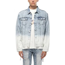 Konus Men's Denim Trucker Jacket with Ombre Bleaching