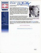 Vin Scully Signed 8.5x11 Sheet/Print HOF Frick Award Dodgers Autographed JSA COA