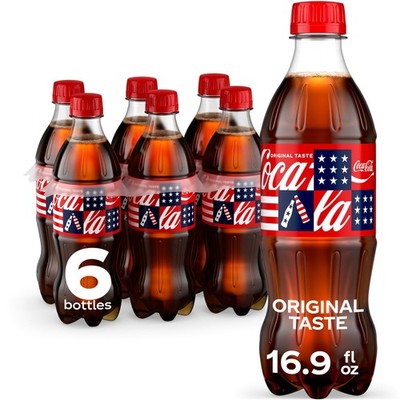 Coca-Cola Soda Soft Drink Bottles, 16.9 fl Fl Oz (Pack of 6), regular 