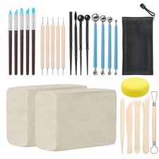 Air Dry Clay Kit 2.2lb White Modeling Clay Set with 25 Sculpting Tools