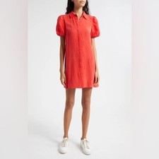 Alice + Olivia Jem Puff Sleeve Mini Dress Collared Button Down Large