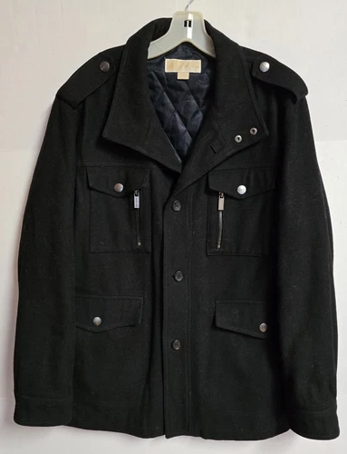 Cappotto giacca Michael Kors uomo L nero misto lana fodera trapuntata colletto us intime ottimeioni