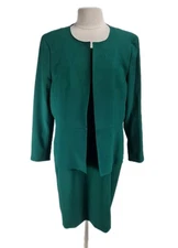 Le Suit Women Dress Suit Plus Size 18 Green Open Front One Hook Up Blazer 108A