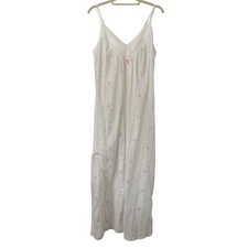 VTG Gilead Floral Maxi Nightgown White Pink Small Made in USA Victorian Coquette