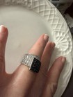 Vintage Premier Designs Opera Ring Rhodium Plated Black & Smoky Gray CZ — photo 3