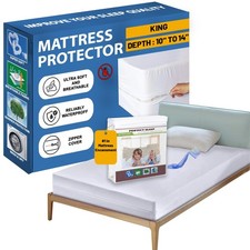 Greaton, 10 to 14 Inch Ultra Soft-Premium Zippered Mattress Protector Cover, ...