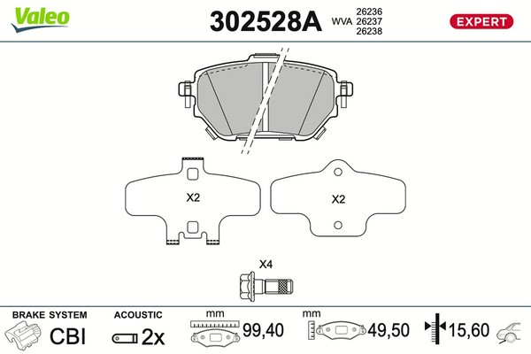 Valeo Bremsbelagsatz Scheibenbremse Expert 302528A FüR Toyota Hr Yaris Cross Awd-image