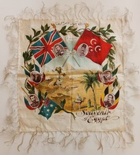 Silk Handkerchief Style Souvenir of Egypt WW1 Military Leaders + Tsar of Russia