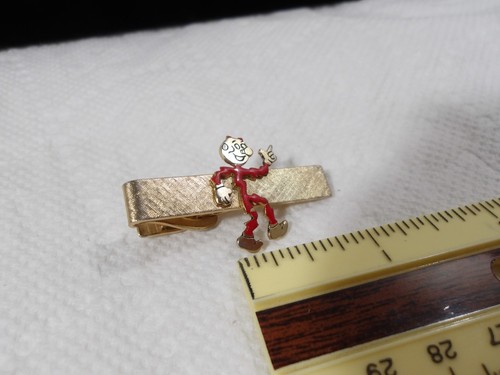 Reddy Kilowatt Tie Clip Vintage Electric Red Enamel Figure Signed ~ M.R. - Picture 6 of 13