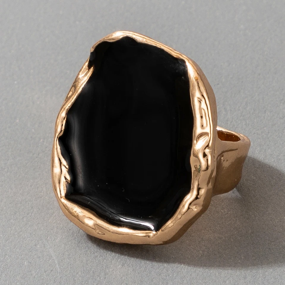 Black Tone Geometric Joint Ring Women Statement Classic Gothic Party Jewelry - Image 3 of 4