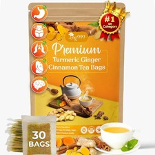 30 Bags Premium Turmeric Ginger Cinnamon Tea, Improve Digestion, 30