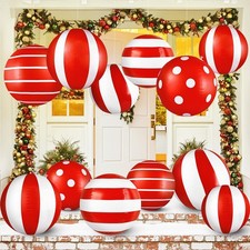 Christmas Decorations Outdoor: 12pcs Red  White Peppermint Candy Inflatable ...