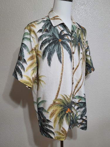 Camisa de Playa Tropical Hawaiana Tommy Bahama 100% Seda Palmeras - Talla M - Imagen 3 de 10
