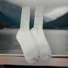 VTG Socks NOS 10-13 Crew 80s 90's White Thick Soft USA Made New Men's 18"