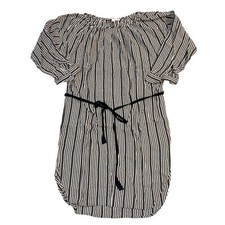 Ann Taylor LOFT Womens Tunic Dress Striped Belted Short Sleeves Pullover XS