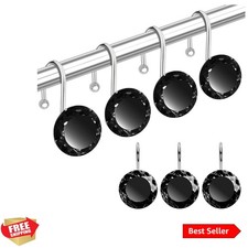Luxury Shower Curtain Hooks 24PC - Elegant Rhinestones, Rust Resistant Design