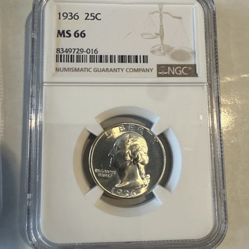 1936 Washington Silver Quarter - NGC MS66