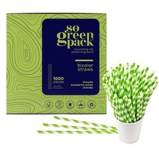 Sogreenpack 1000 Units Disposable 7.75-Inch Paper Bi-Color Straws Eco Bulk Pack