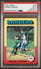 1975 Topps Fergie Jenkins SIGNED #60 PSA/DNA 5 AUTO 9 DUAL GRADE HOF Rangers