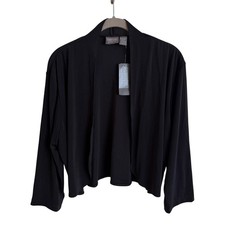 Chicos Additions Leela Bolero Jacket Black 3/4 Sleeve Open Front Size 3 NEW