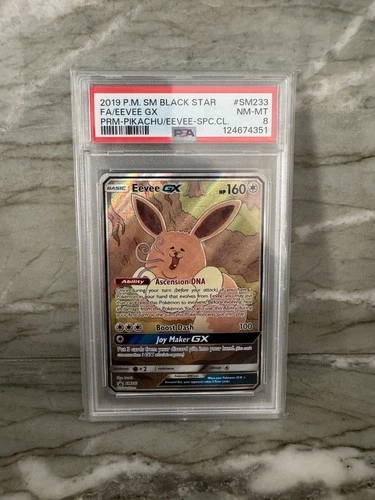 Pokemon Eevee GX Full Art Holo Card Black Star Promo SM233 PSA 8