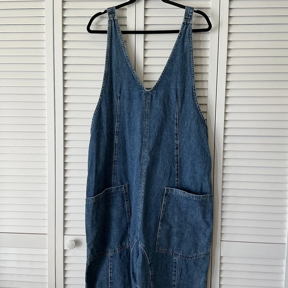 We the Free People женский размер M высокий роллер джинсовый комбинезон расслабленный крой модный - Изображение 2 из 4