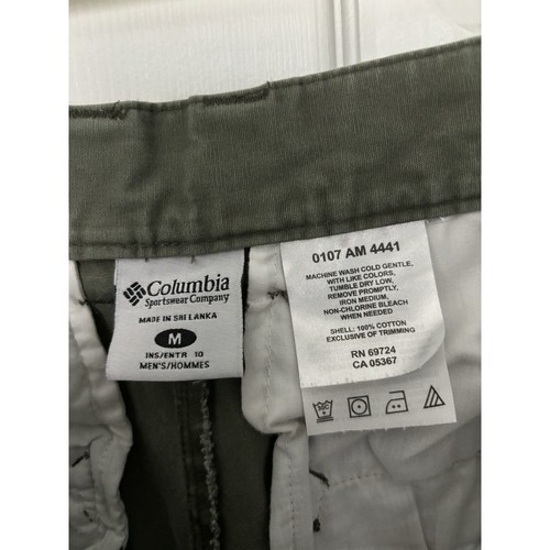 Columbia PFG Cargo Shorts Mens Large Army Green Cotton Casual Outdoor Hiking - Picture 2 of 5
