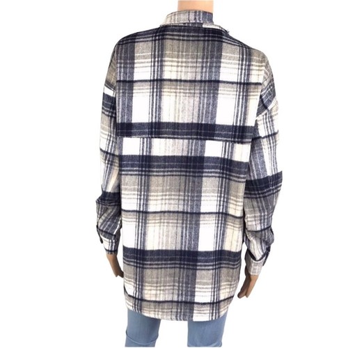 VICI kariertes Wollmischung Shacket Damen Gr. S blau Oversized Grunge Cowgirl Gorpcore - Bild 9 von 15