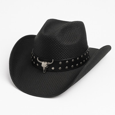 Sommer Westernhut - Unisex Cowboyhut im Strohstil mit PU-Lederband