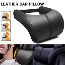 Car-seat Head Neck Rest Support Cushion Headrest Pillow Soft Leather Black