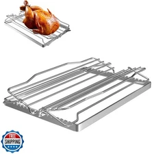 BQMAX Adjustable Turkey Chicken Roasting Rack, Universal Rib Roasting Rack, V