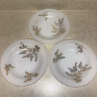 3 Vintage Federal Milk Glass Soup/Salad Bowls Golden Glory Pattern 22k Gold