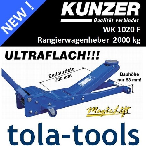 KUNZER Wagenheber Rangierwagenheber WK1020F ultraflach - nur 63mm hoch !