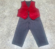 Nautica Set Boys 2T Vest Pants Red Gray Button Up Polyester Party Formal Solid