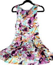 VTG "JUST ME" Sleeveless Floral Short Dress Adult M Spring Summer Made in USA