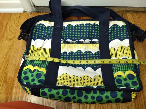Lesportsac Zippered Laptop Bag Green Yellow Blue White School Work Travel - 第 20/23 張圖片