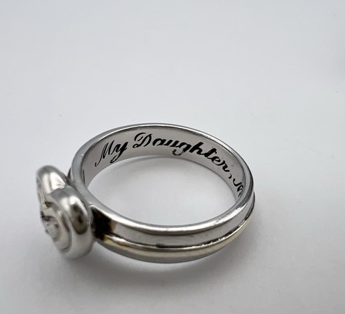 BGE Bradford Exchange My Daughter My Love Diamond Heart 925 Silver Ring Sz 6 - Picture 7 of 7