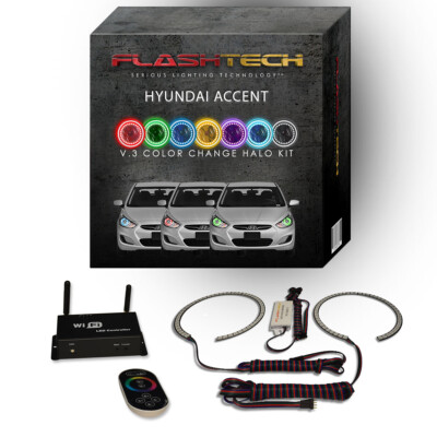 RGB Multi Color LED Halo kit with Wifi App for 12-14 Hyundai Accent Headlights