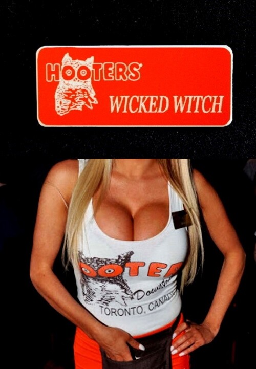 Hooters Uniform Wicked Witch Name Tag Dress Up Costume Accessory