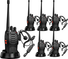 6-Pack Walkie Talkies Rechargeable Long Range Two-Way Radios with Earpiece
