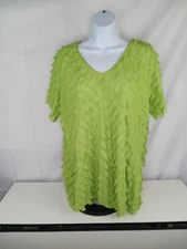 Womens Notations Top Size 1X Green Shirt Layered Ruffle
