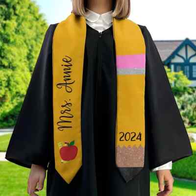 Personalized Teacher Graduation Stole, Pencil Stole Graduation Class Of 2025